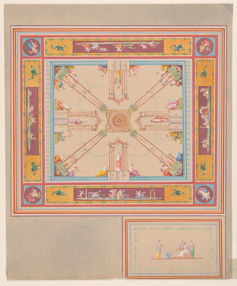 Design for a Painted Square Ceiling, Eugenio Agneni