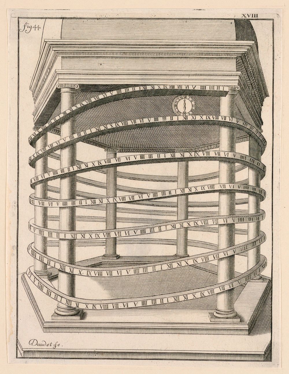 Design For a Clock, pl. XVII from "Recueil d'Ouvrages Curieux de Mathematique et de Mecanique, ou Description du Cabinet"