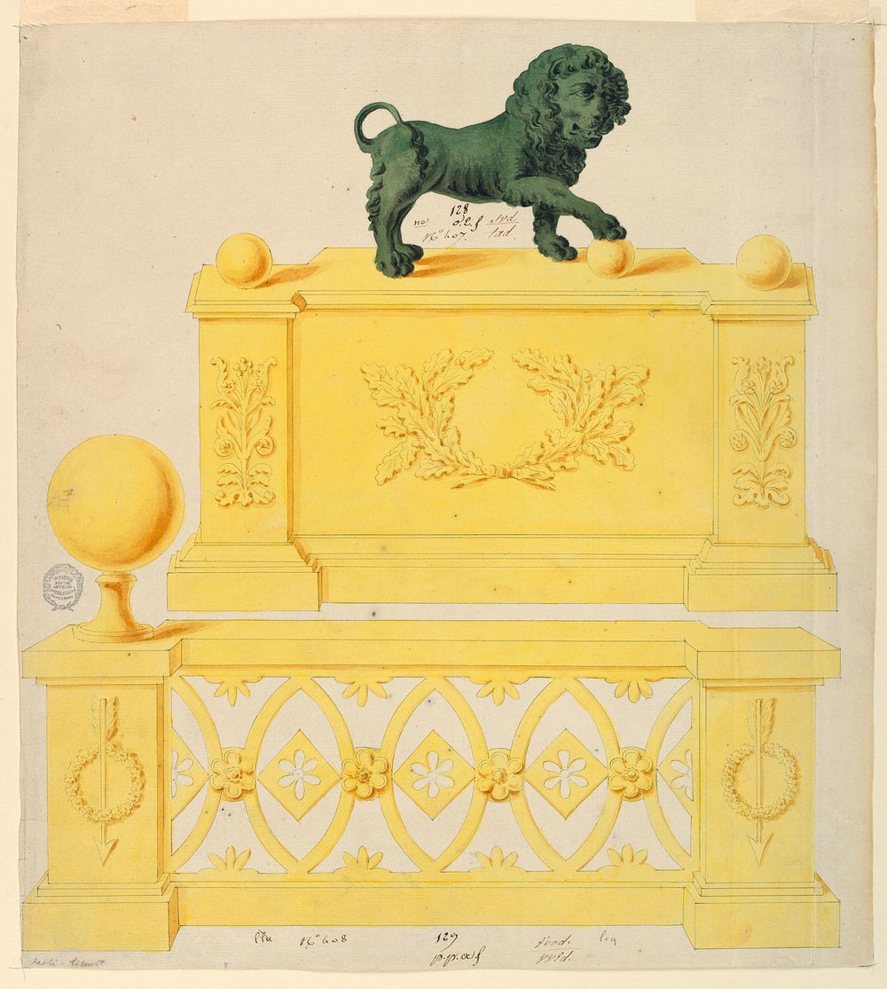 Two designs for andirons, Lefebvre Manufactory