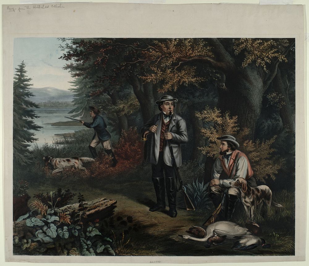 Untitled (Three hunters and two dogs), unknown