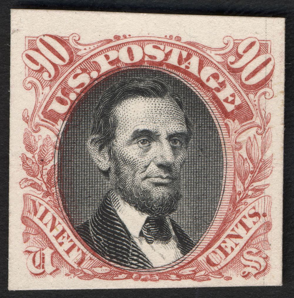 90c Abraham Lincoln card plate proof