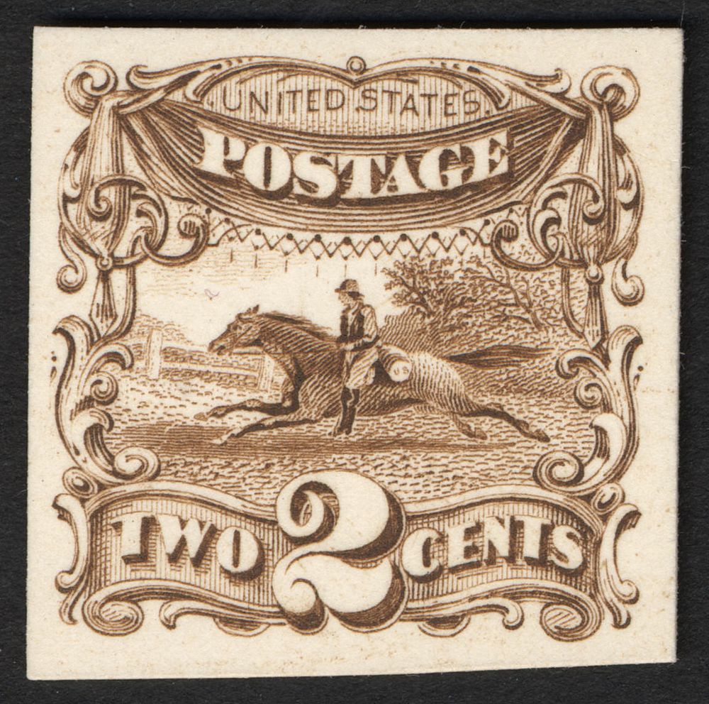 2c Post Rider and Horse card plate proof