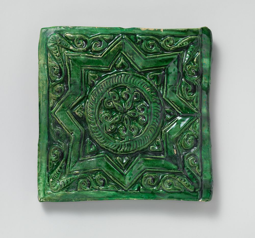 Green Tile with Star Design