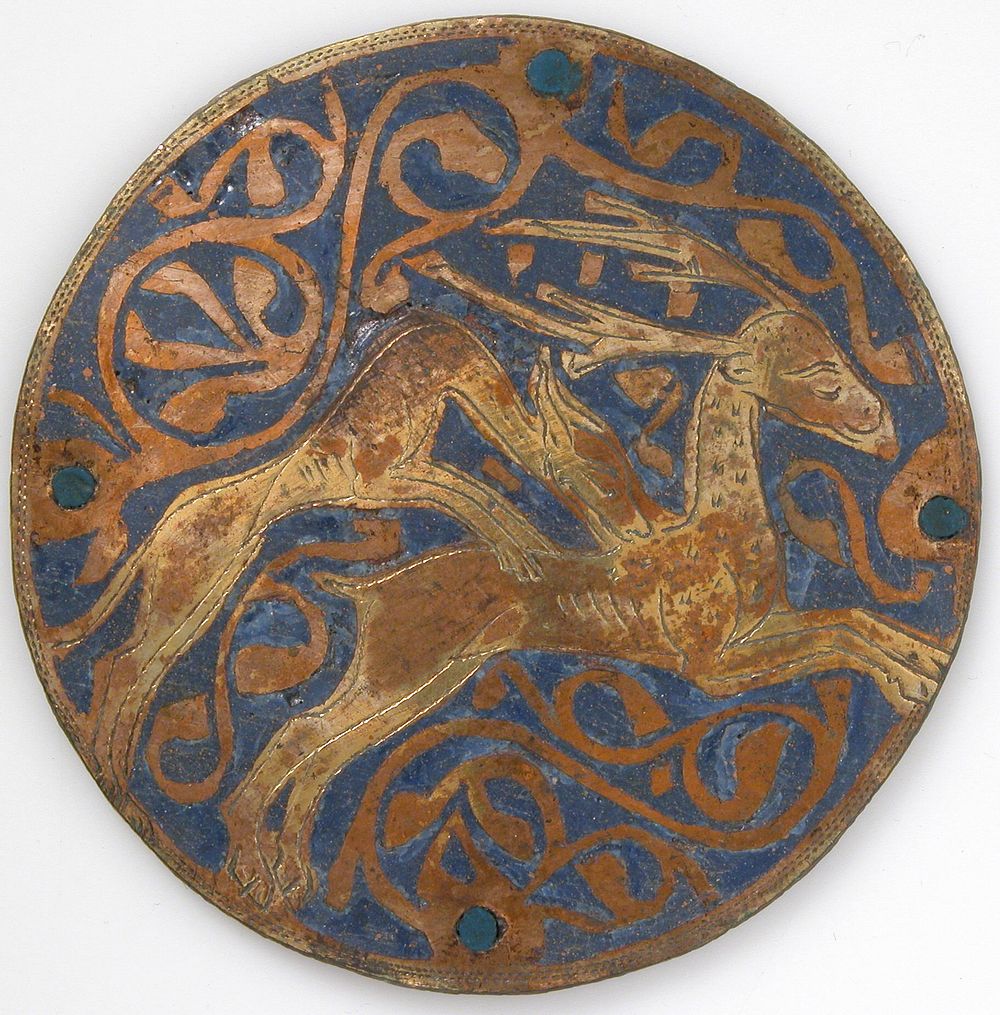 Medallion with Hound Attacking Stag