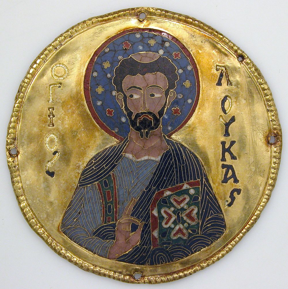 Medallion with Saint Luke from an Icon Frame, Byzantine