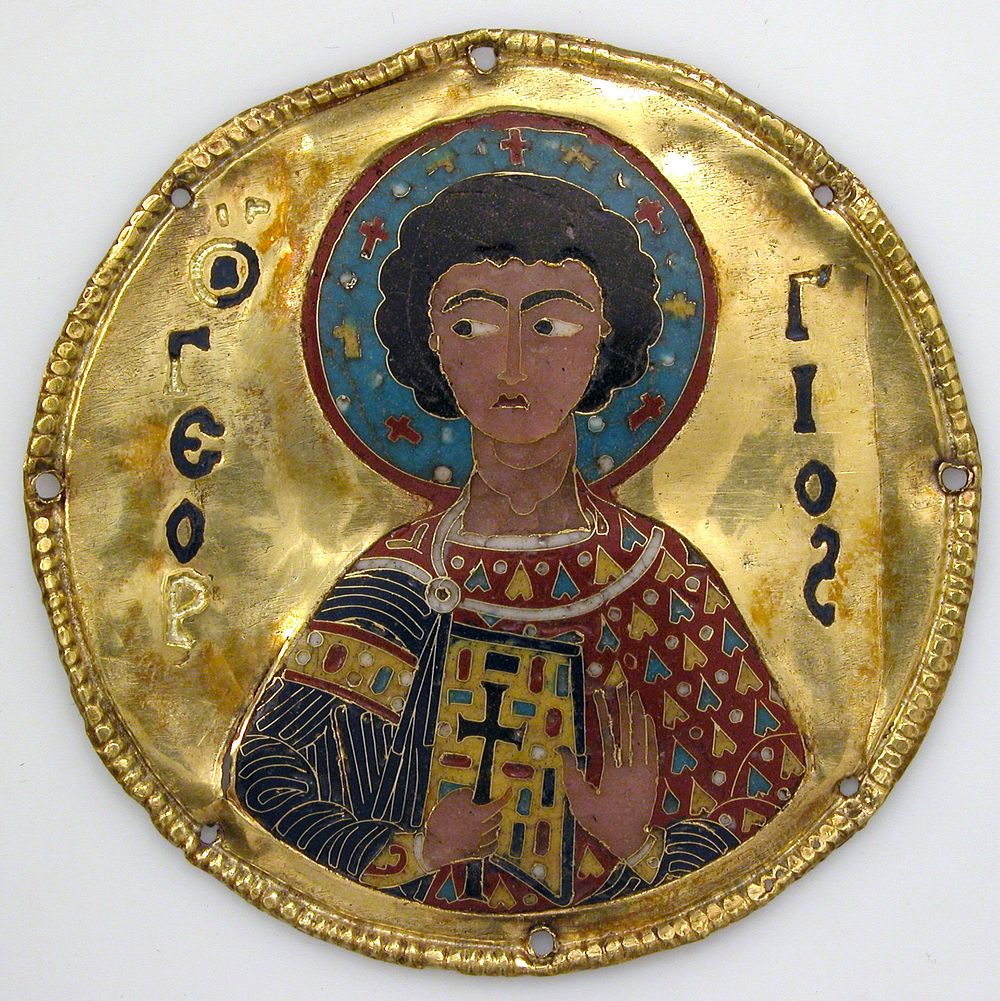 Medallion with Saint George from an Icon Frame, Byzantine