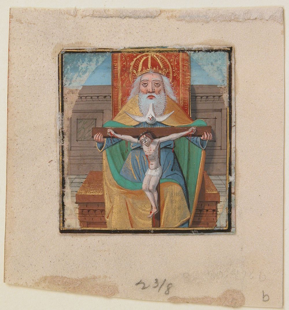 Manuscript Illumination with the Trinity, from a Book of Hours, North French