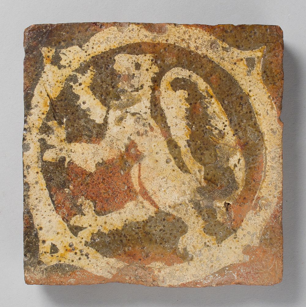 Tile with rampant lion