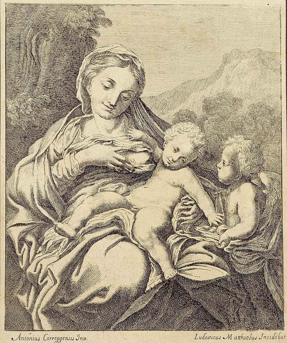 Madonna ja lapsi sekä pieni enkeli