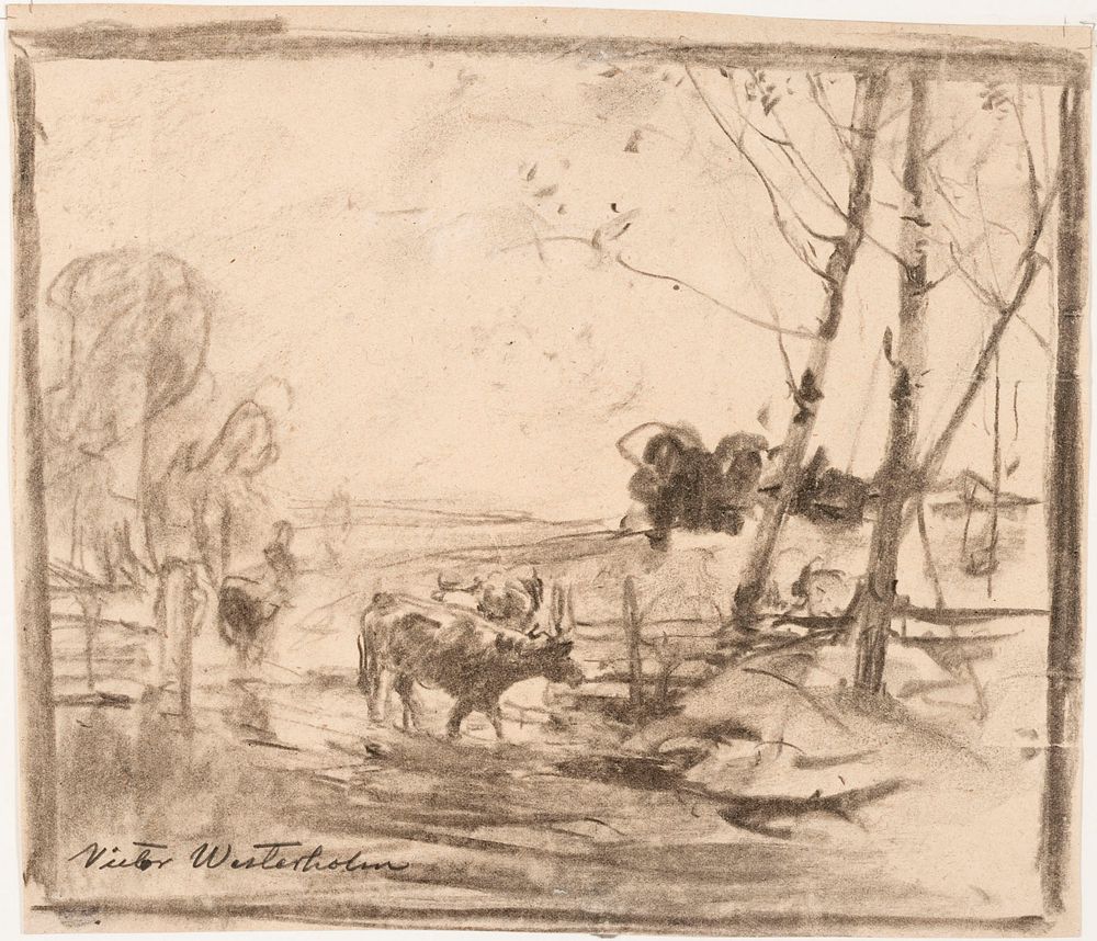 Landscape with cows, 1880 - 1919