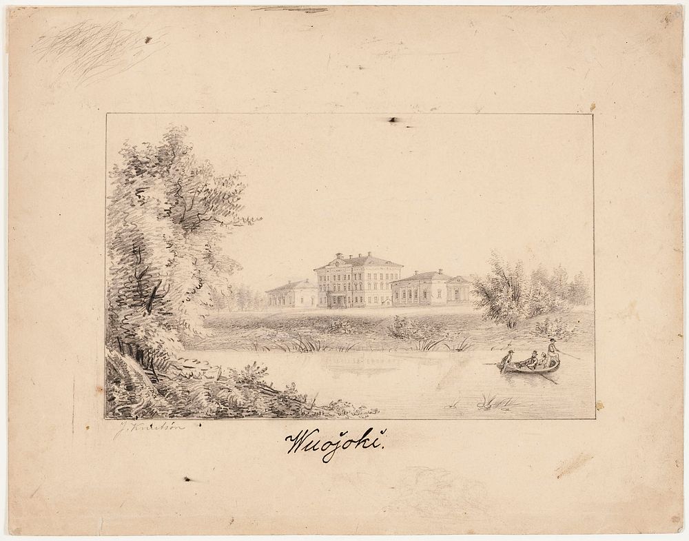 Vuojoki manor, original drawing for finland depicted in drawings, 1844 - 1846 by Johan Knutson