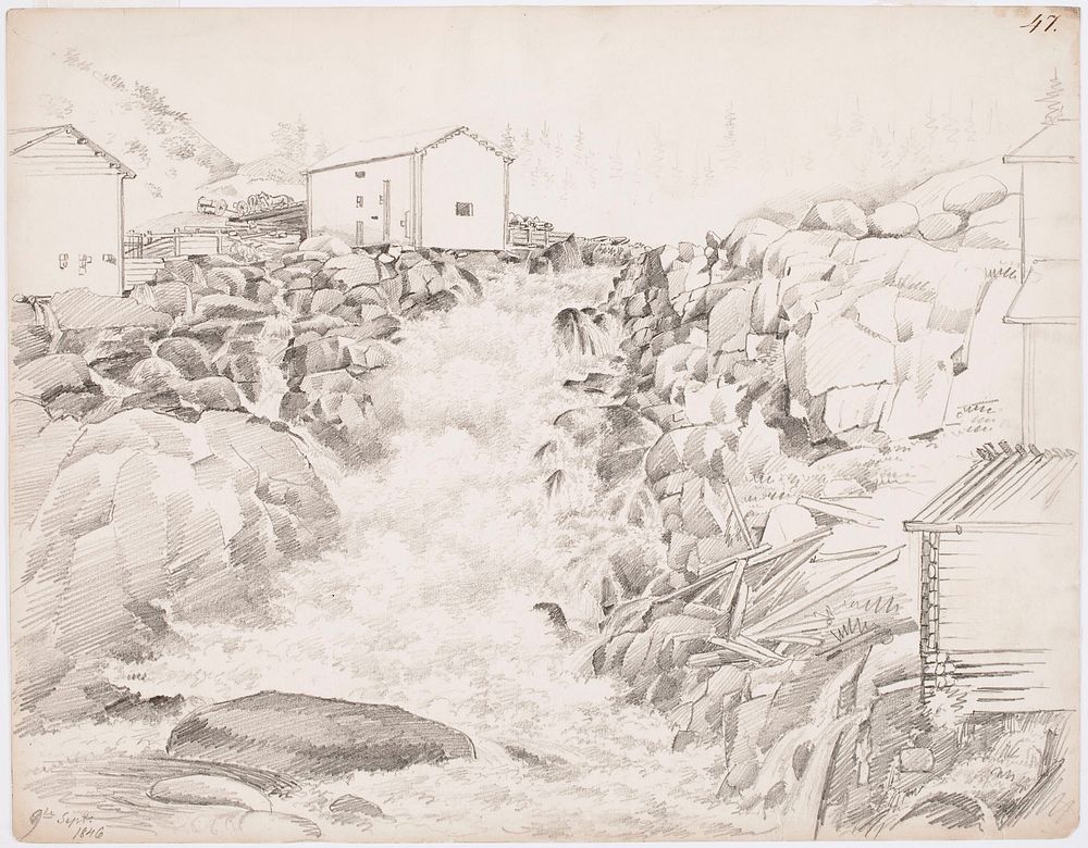 Kyrö rapids, 1846 by Magnus von Wright