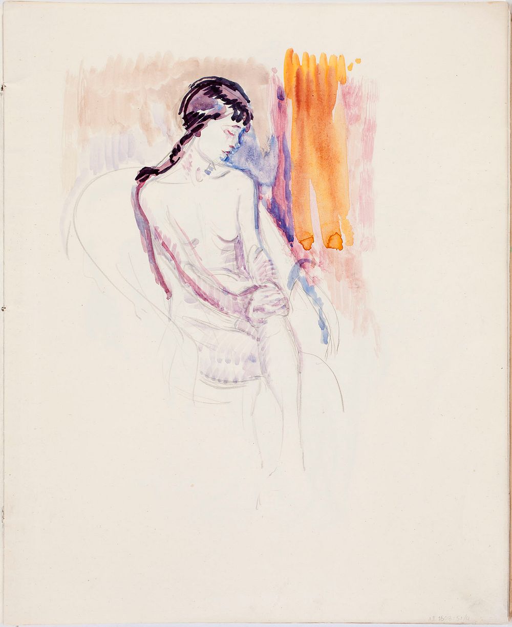 Istuva malli, luonnos, 1912 - 1913part of a sketchbook by Magnus Enckell