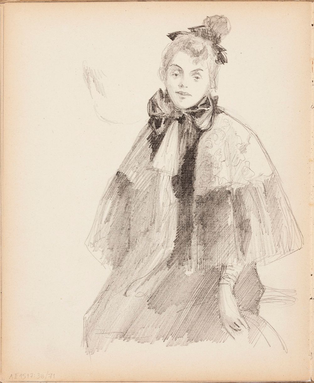 Naisen muotokuva, 1880 - 1904 part of a sketchbook by Albert Edelfelt