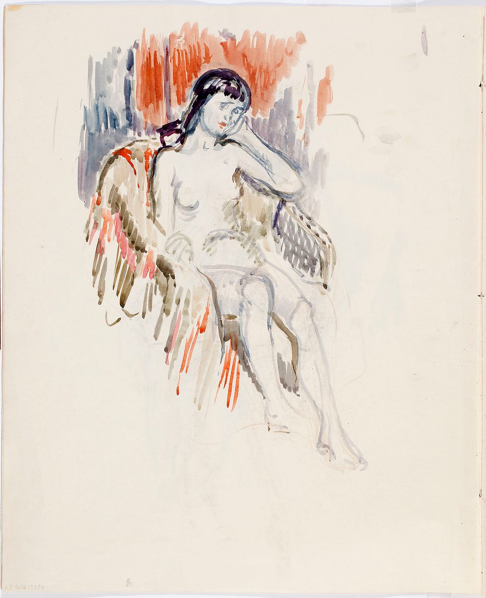 Istuva alaston malli, luonnos, 1912 - 1913part of a sketchbook by Magnus Enckell