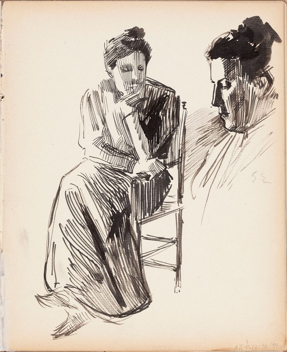 Ellan, taiteilijan vaimo. merk.: e e, 1880 - 1904 part of a sketchbook by Albert Edelfelt