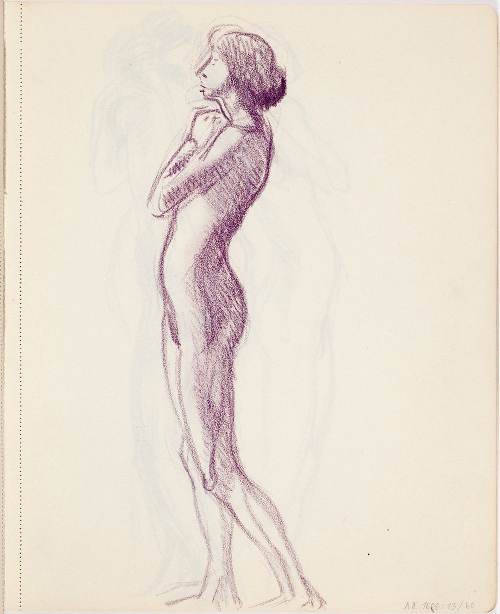 Seisova alaston nainen sivusta, luonnos, 1912part of a sketchbook by Magnus Enckell