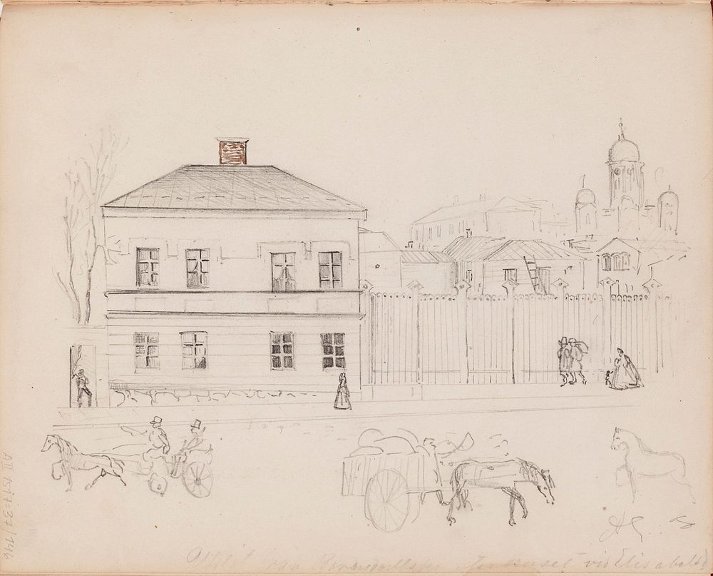 Sukkaa kutova nainen. merkitty: 1 66 / a edelf / den 12 febr, 1863 - 1866 part of a sketchbook by Albert Edelfelt