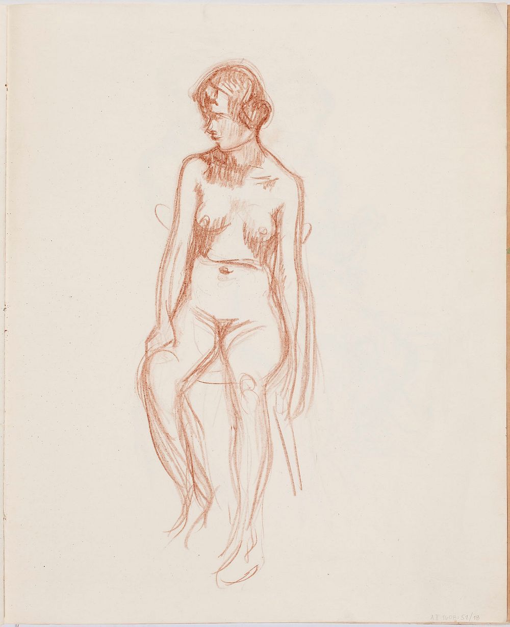 Istuva alaston nainen, luonnos, 1912 - 1913part of a sketchbook by Magnus Enckell