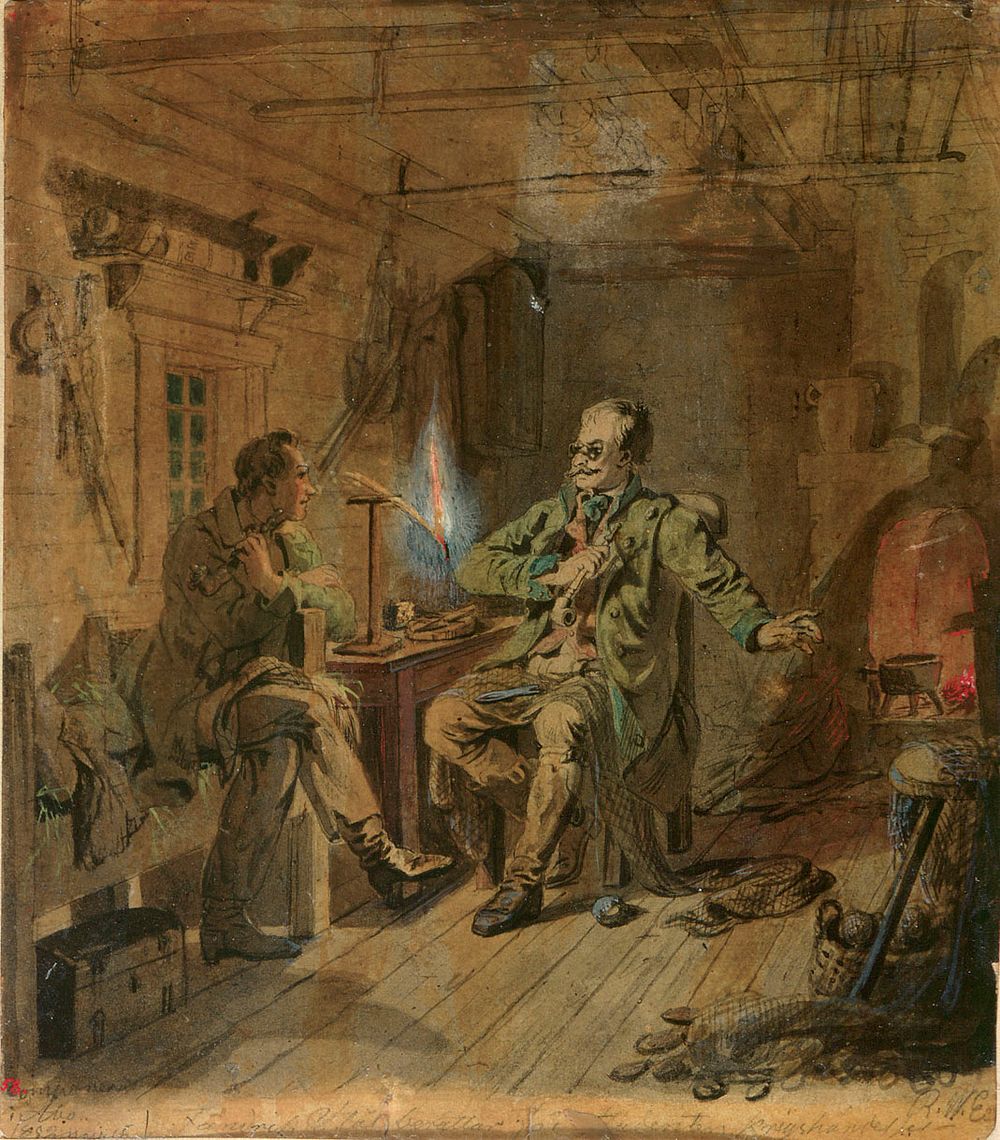 Vänrikki stool ja ylioppilas, luonnos, 1852 by Robert Wilhelm Ekman