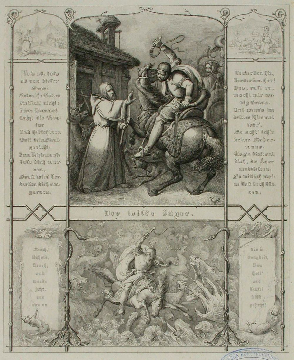 Runokuvitus, der wilde jäger, 1838 - 1844
