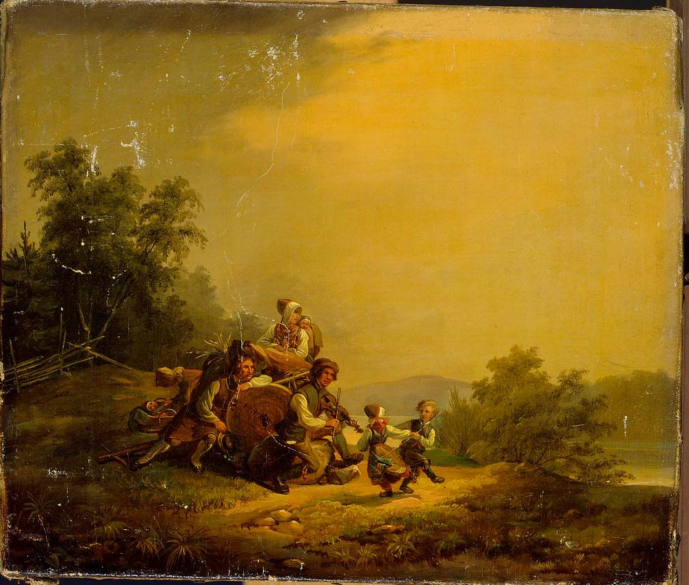 Lepääviä maalaisia ja tanssivia lapsia, 1837 by Robert Wilhelm Ekman