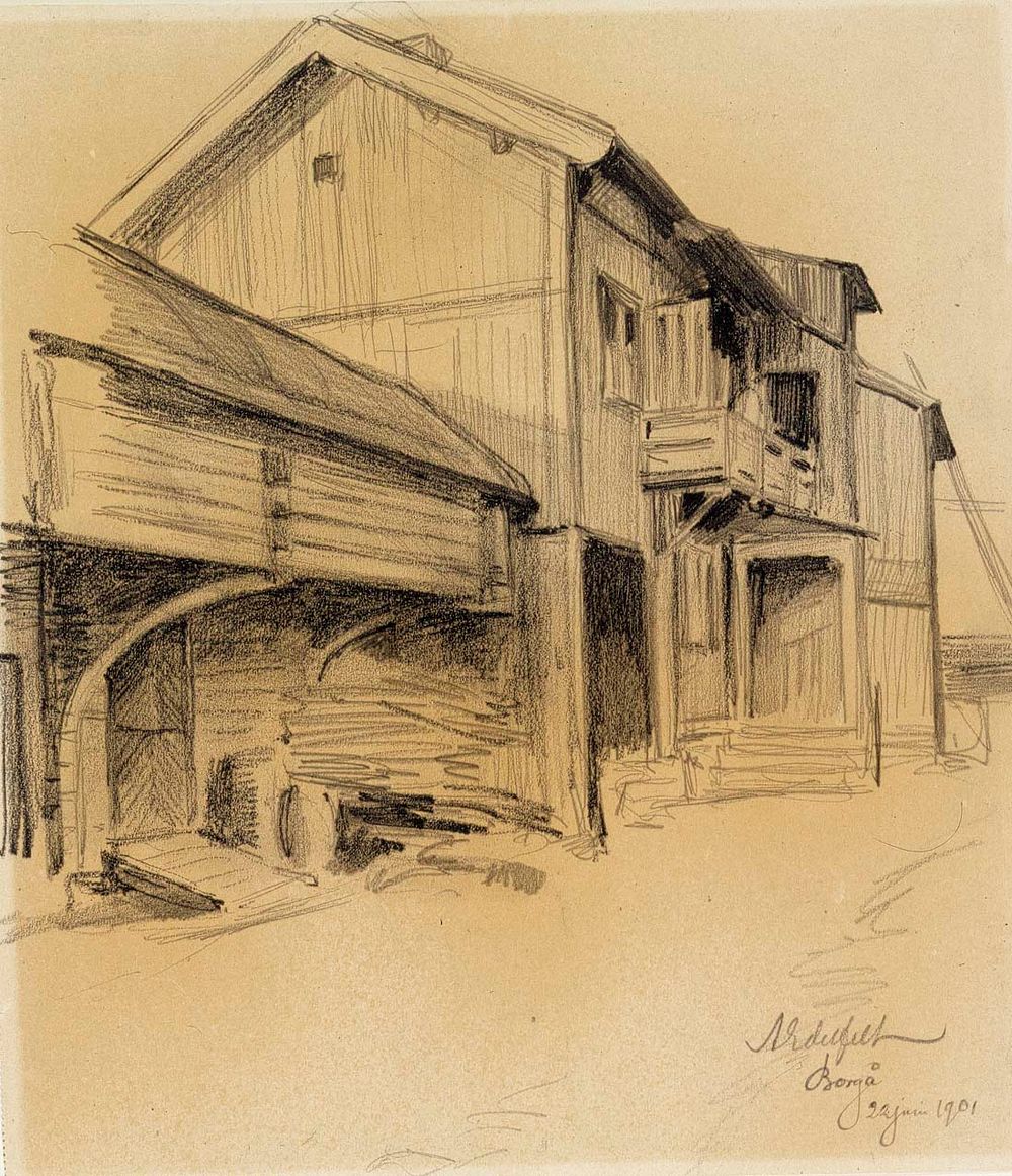 Porvoon puurakennuksia, 1901 by Albert Edelfelt