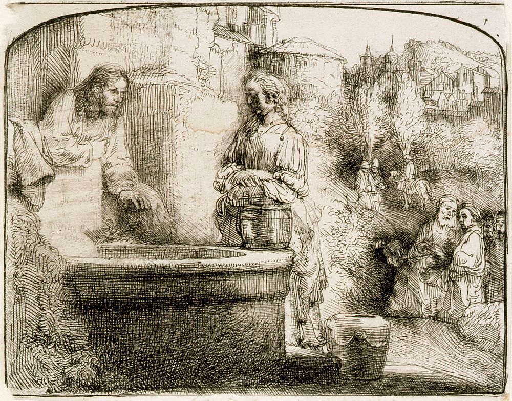 Christ and the woman of samaria by Rembrandt van Rijn
