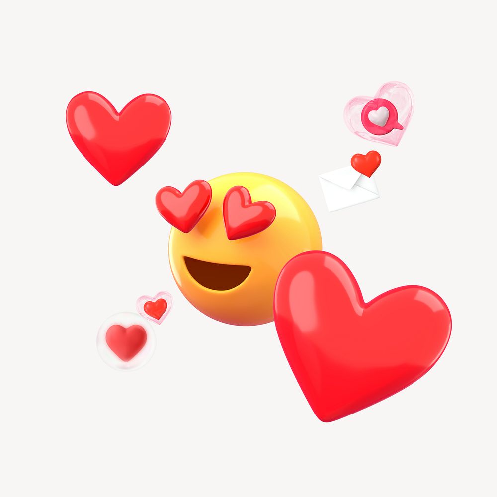 3D hearteyes emoticon, in love Premium Photo rawpixel