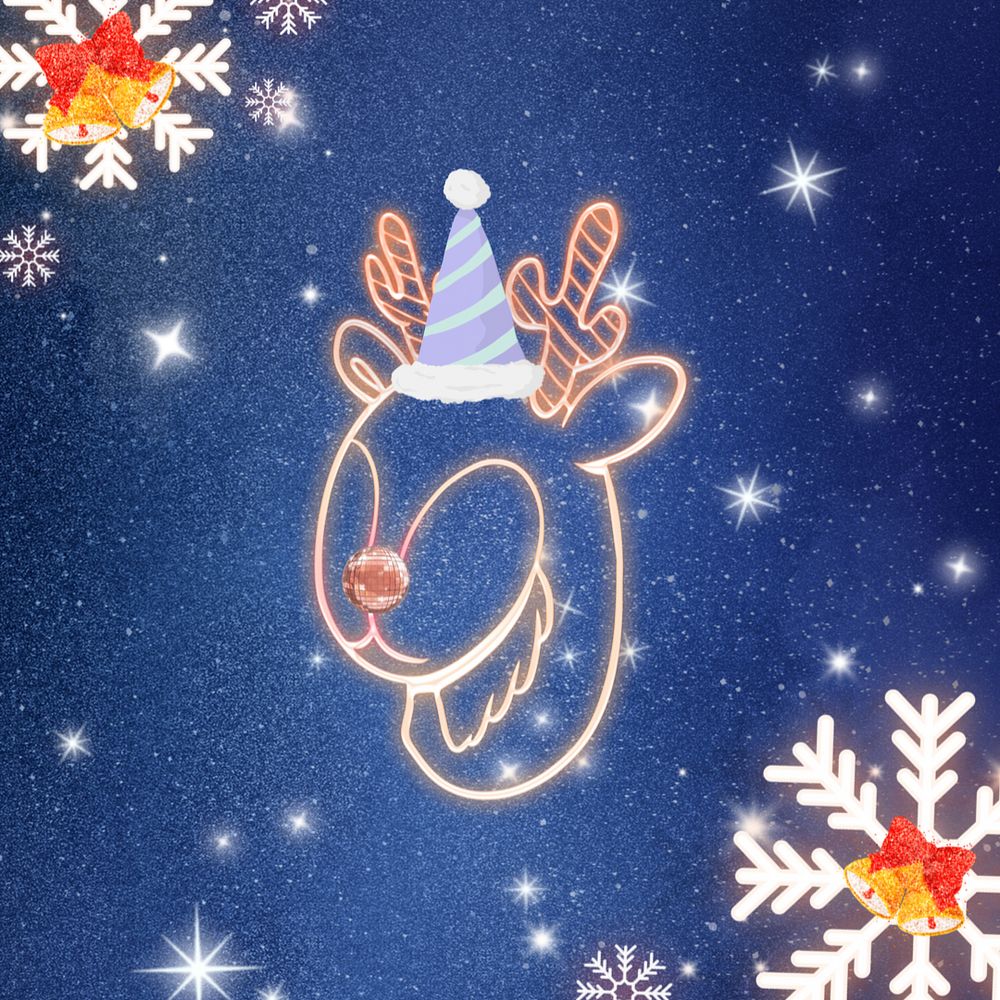 Aesthetic Christmas reindeer blue background