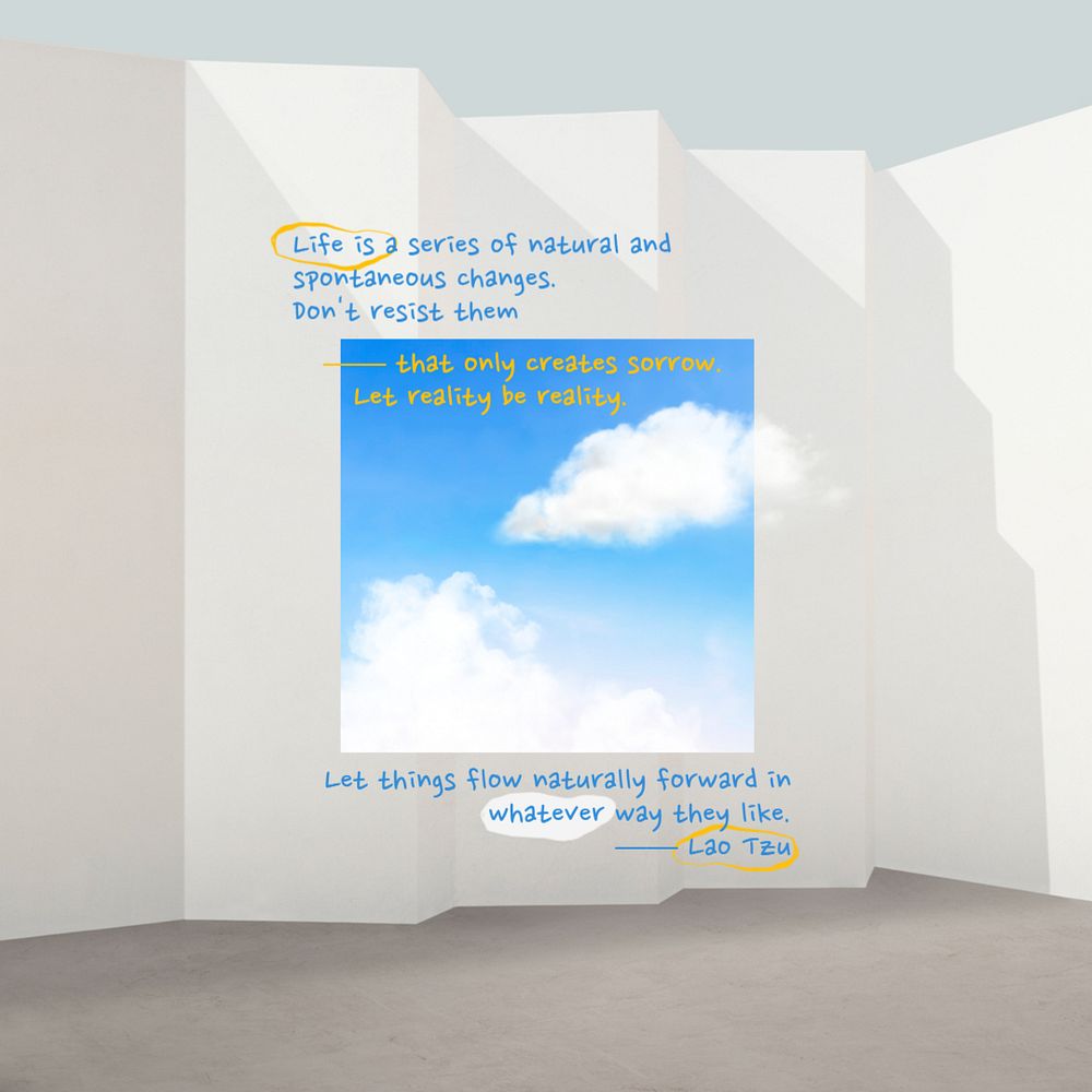 Minimal life quote background, sky design