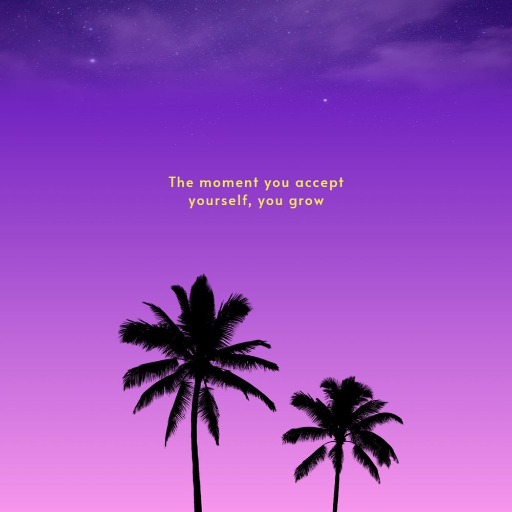 Purple aesthetic quote background, palm tree design