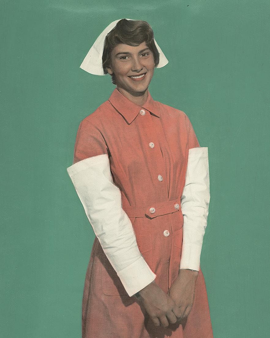 Nurse wearing uniform from Hong Kong. Original public domain image from Flickr