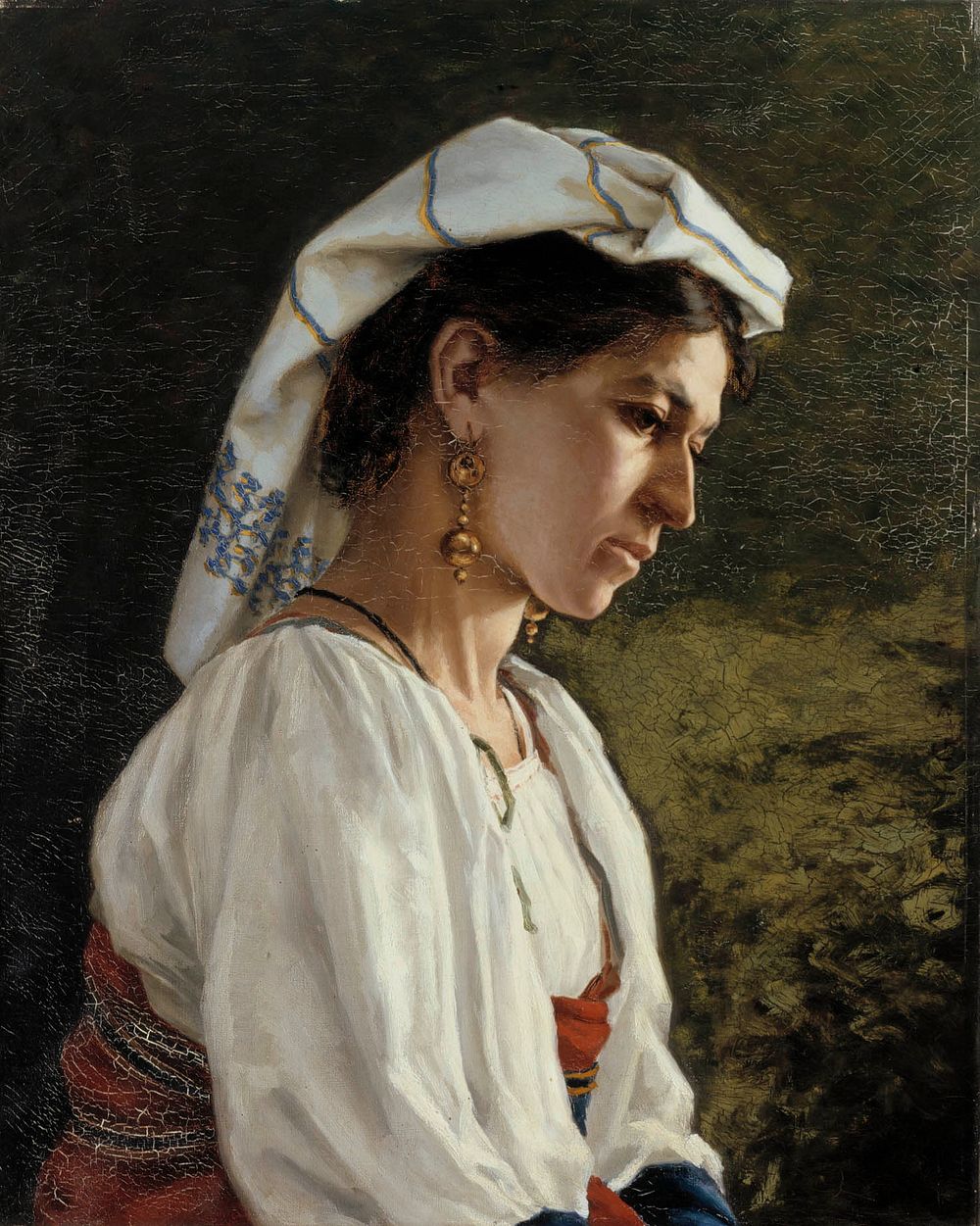 Italian model, half-length portrait, 1877, Hilda Eloise Granstedt