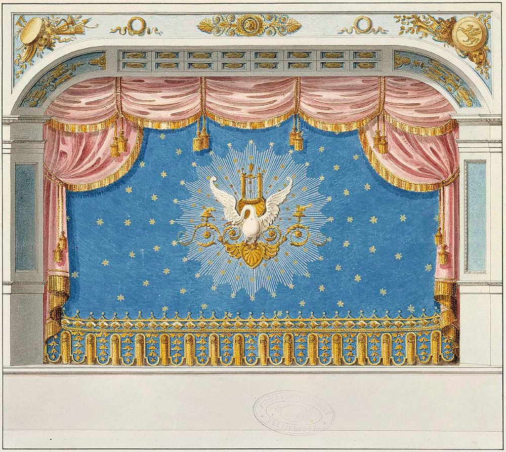 Helsingin vanhan teatteritalon esirippupiirustus, 1816 - 1840, Carl Ludvig Engel