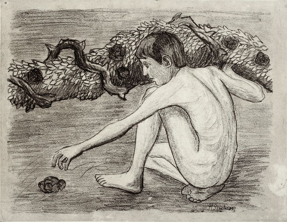 Ruusunpoimija, 1906, by Hugo Simberg