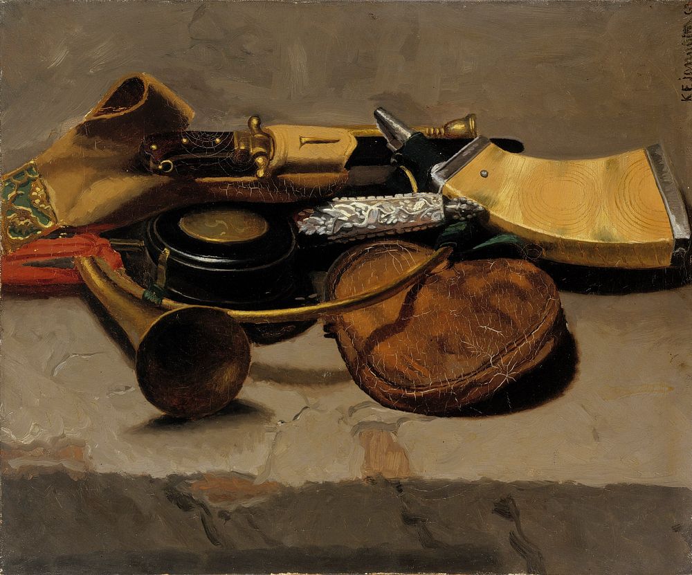 Still life with weapons, 1863, Karl Emanuel Jansson