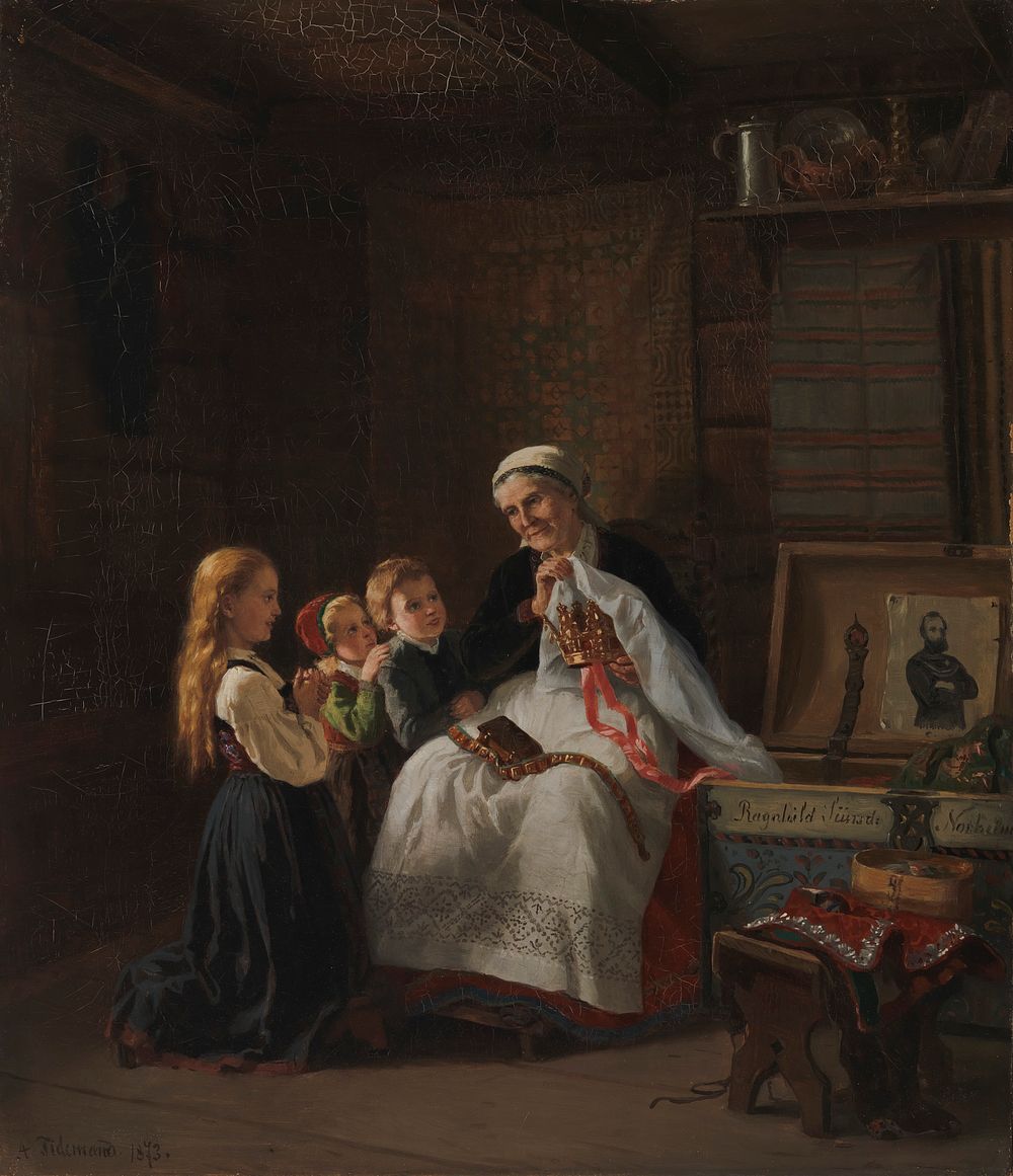 Iso&auml;idin morsiuskruunu, 1873, Adolph Tidemand