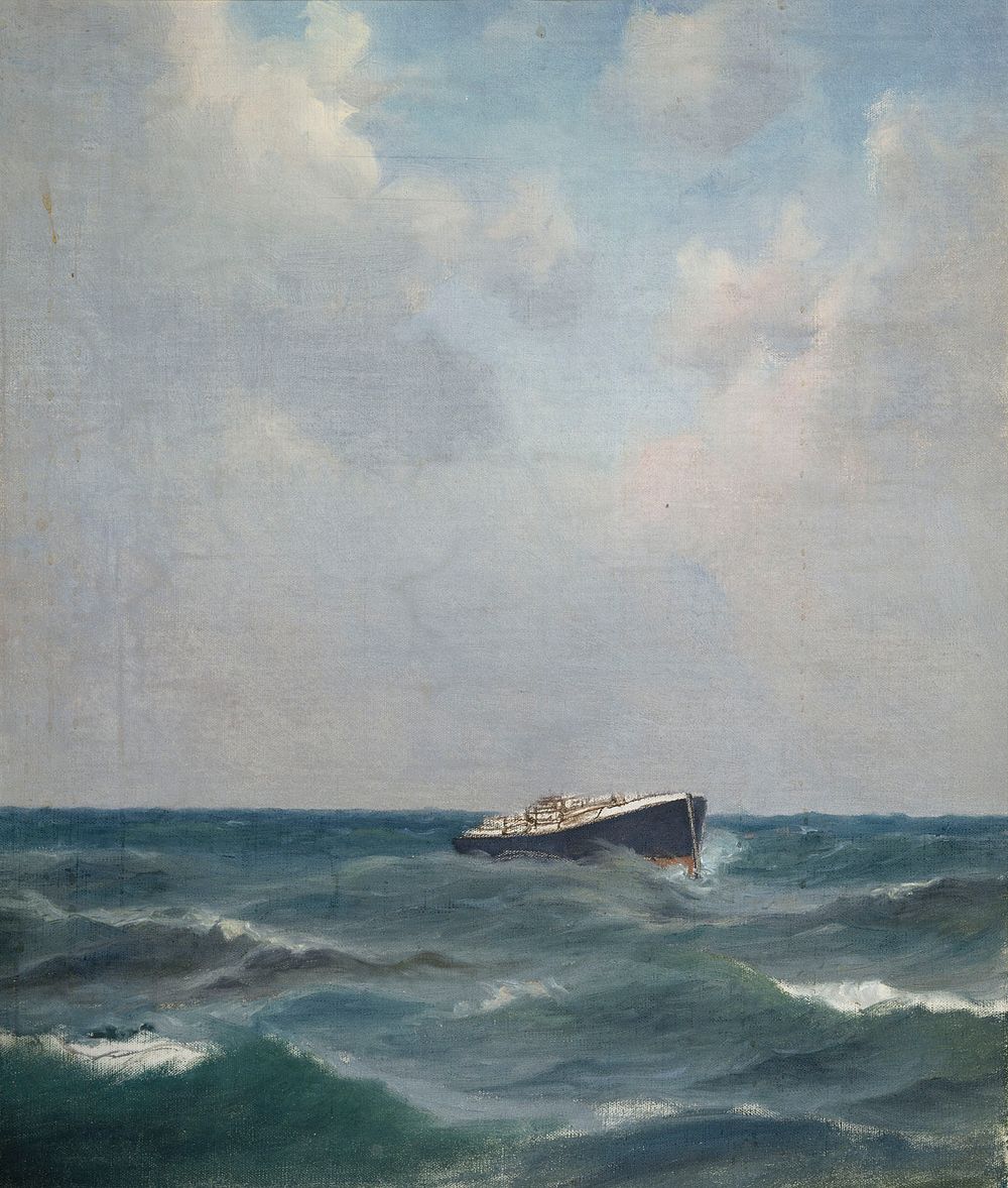 Laiva merellä, harjoitelma, 1875 - 1919, Oscar Kleineh