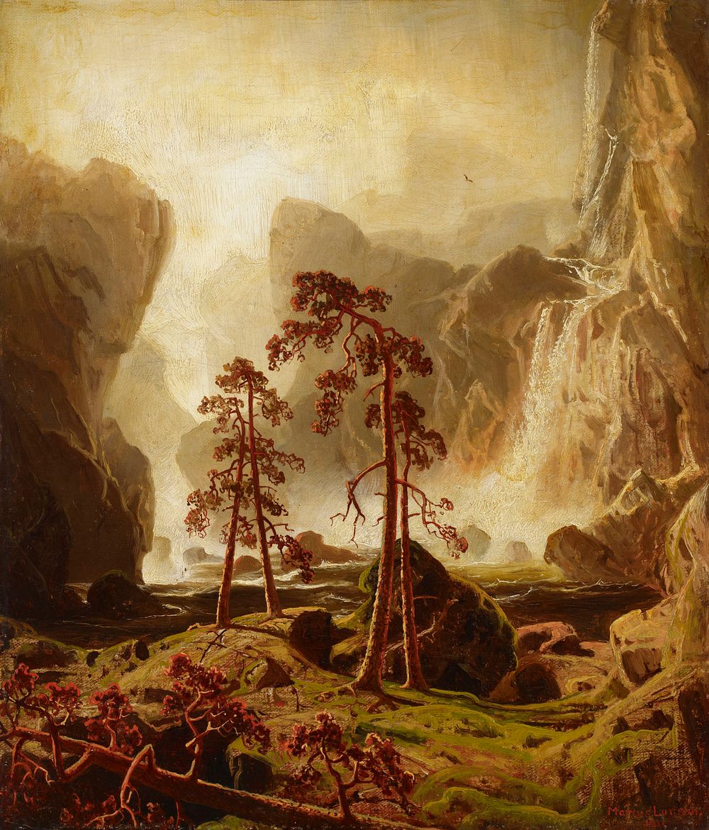 Vuoristoa ja vesiputous, 1851, Marcus Larson