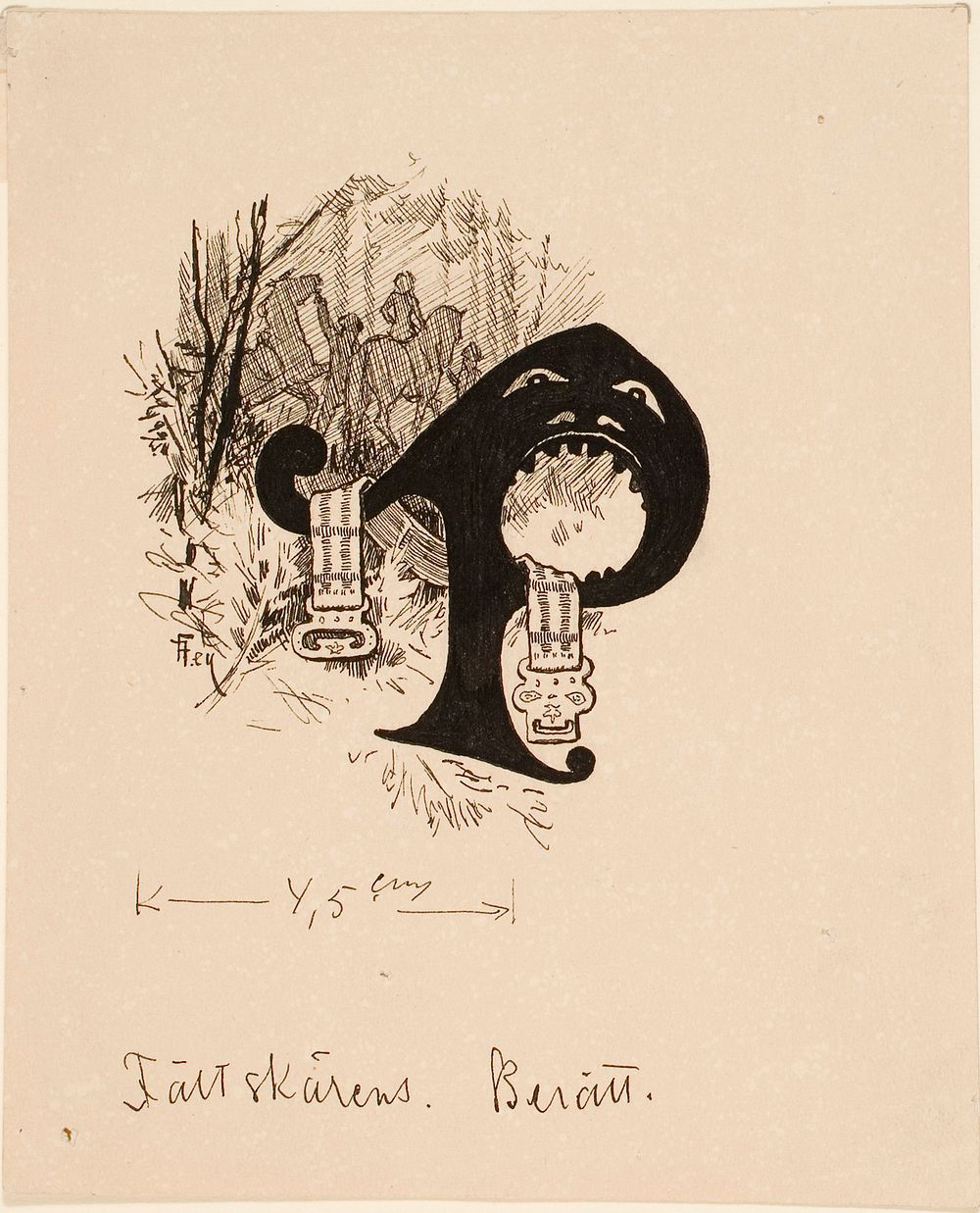 Alkuvinjetti lukuun utukuningattaren sukkanauha. kuvitusta topeliuksen v&auml;lsk&auml;rin kertomuksiin., 1897, Alex Federley