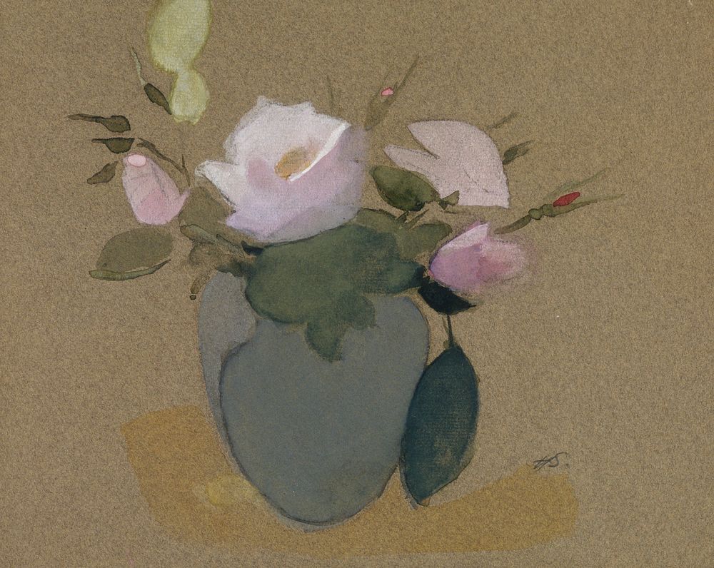Roses in a blue-green vase, 1942, Helene Schjerfbeck