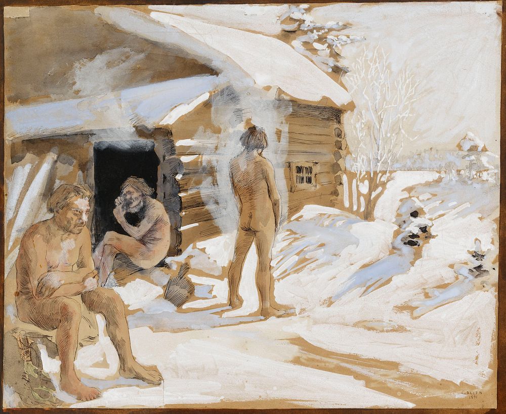 Outside the sauna, 1891, by Akseli Gallen-Kallela