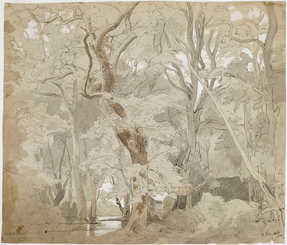 Grove landscape, copy after schirmer, 1868, Oscar Kleineh