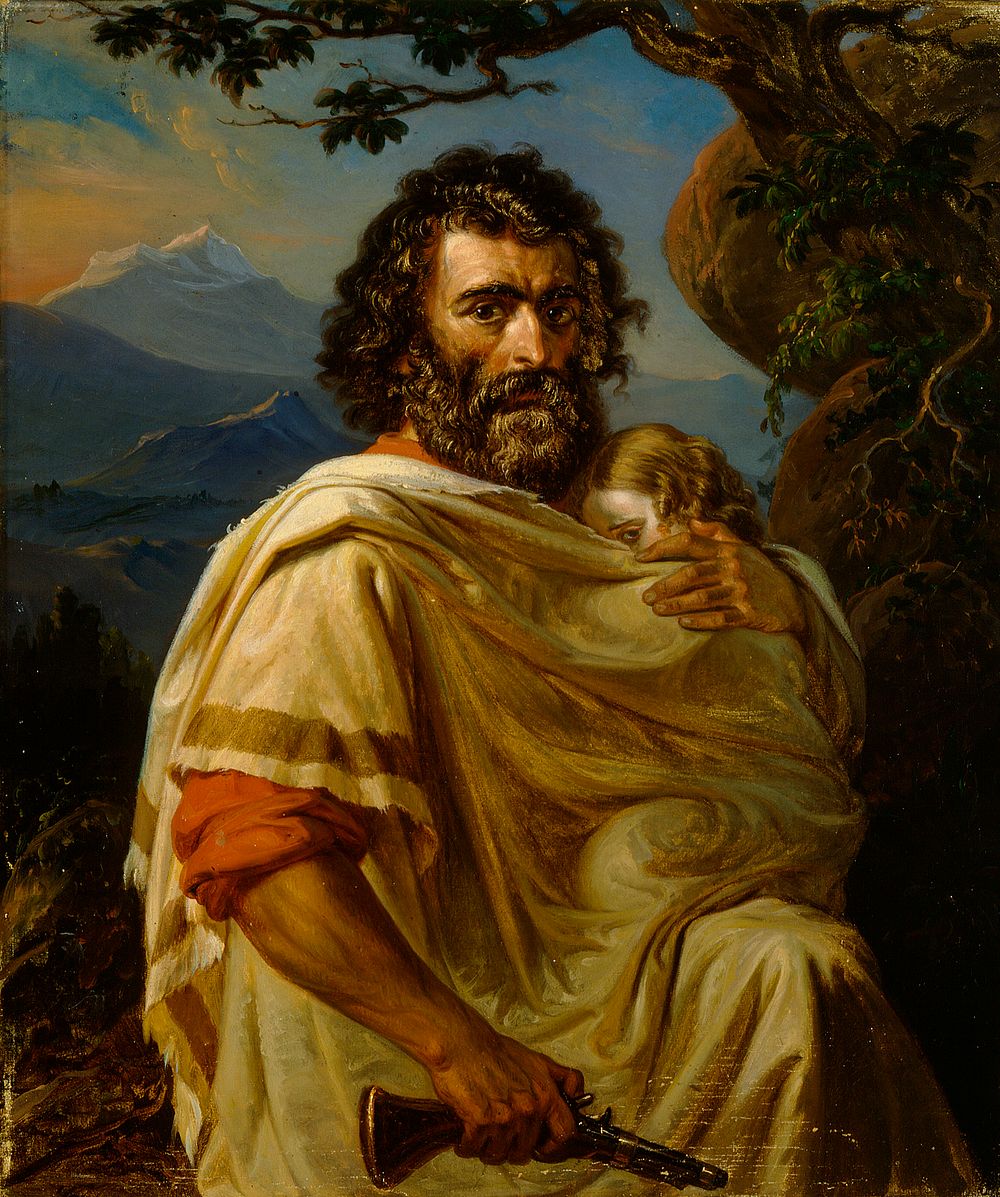 Italian man with a child, 1860, by Robert Wilhelm Ekman