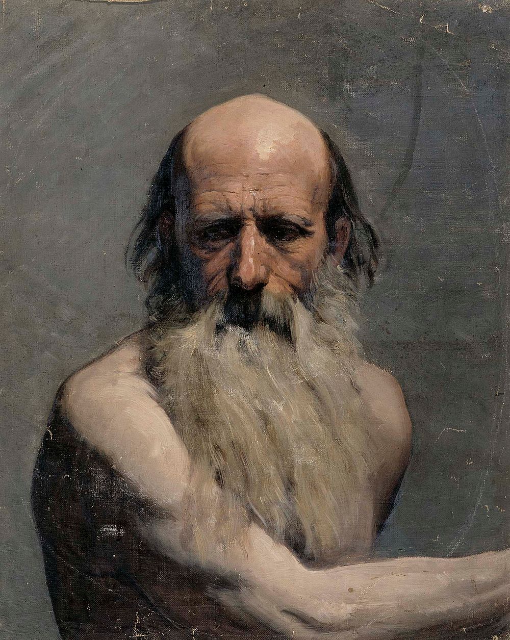 Vanhan miehen puolivartalokuva (akatemiaharjoitelma), 1863, by Adolf von Becker
