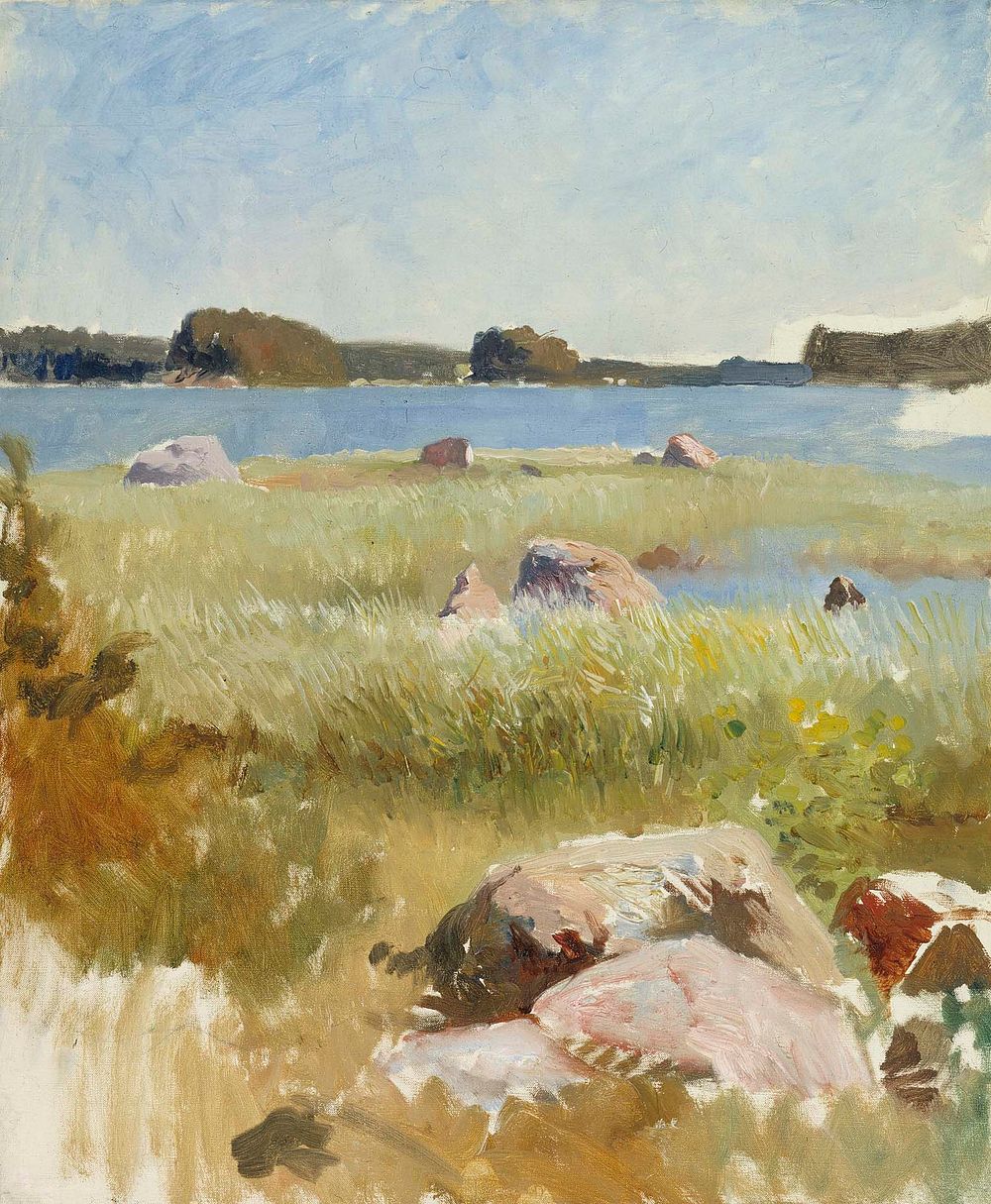 Spring landscape (1885 - 1889) oil painting by Albert Edelfelt.