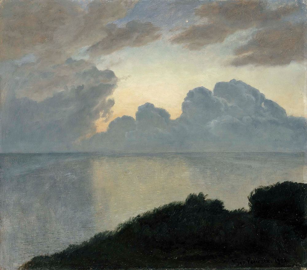 Summer night by the sea, tisvilde, 1900, Viggo Pedersen