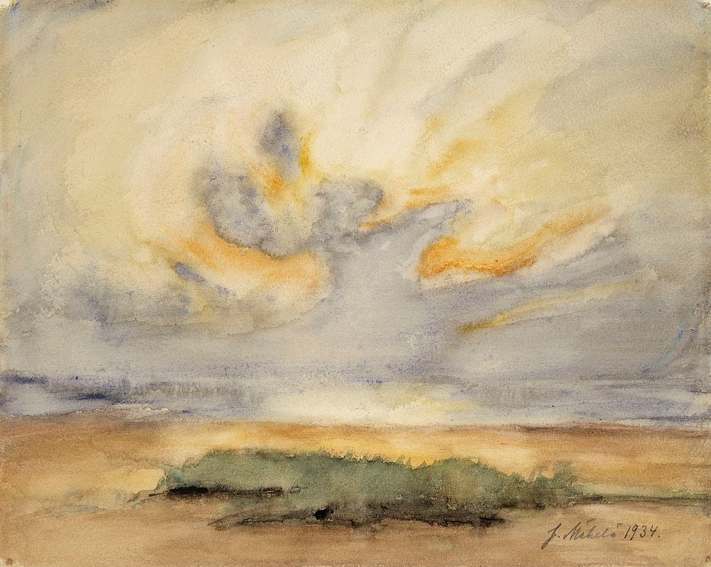 Sun on the shore (1934) oil painting by Juho Mäkelä.