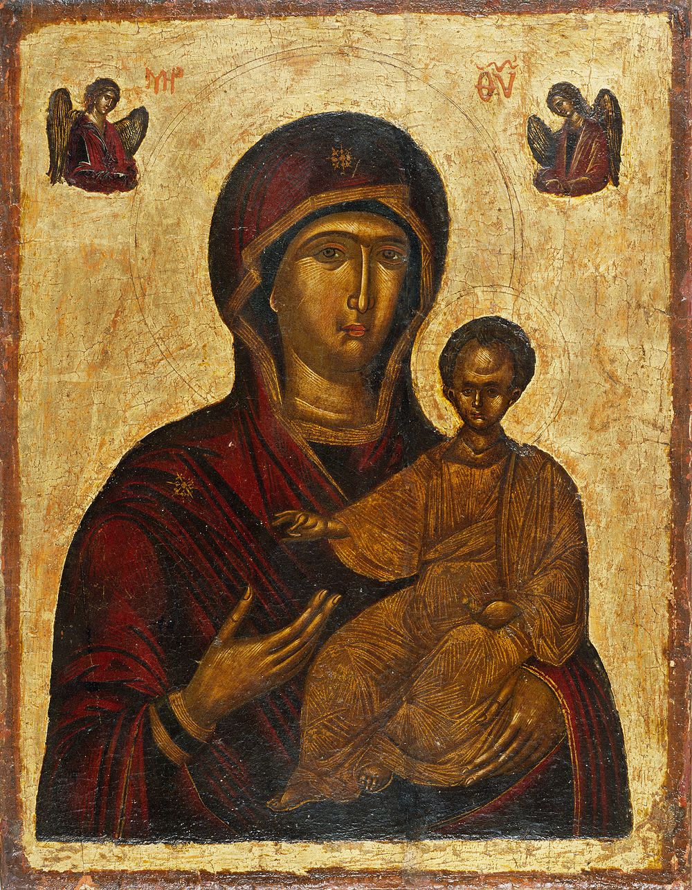 Jumalanäiti, hodigitria - tiennäyttäjä, bysanttilainen ikoni, 1500 - 1599, Tekijä Ei Tiedossa
